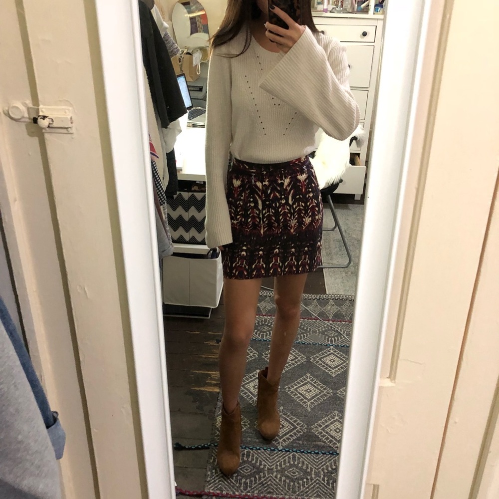 Red patterned skirt
